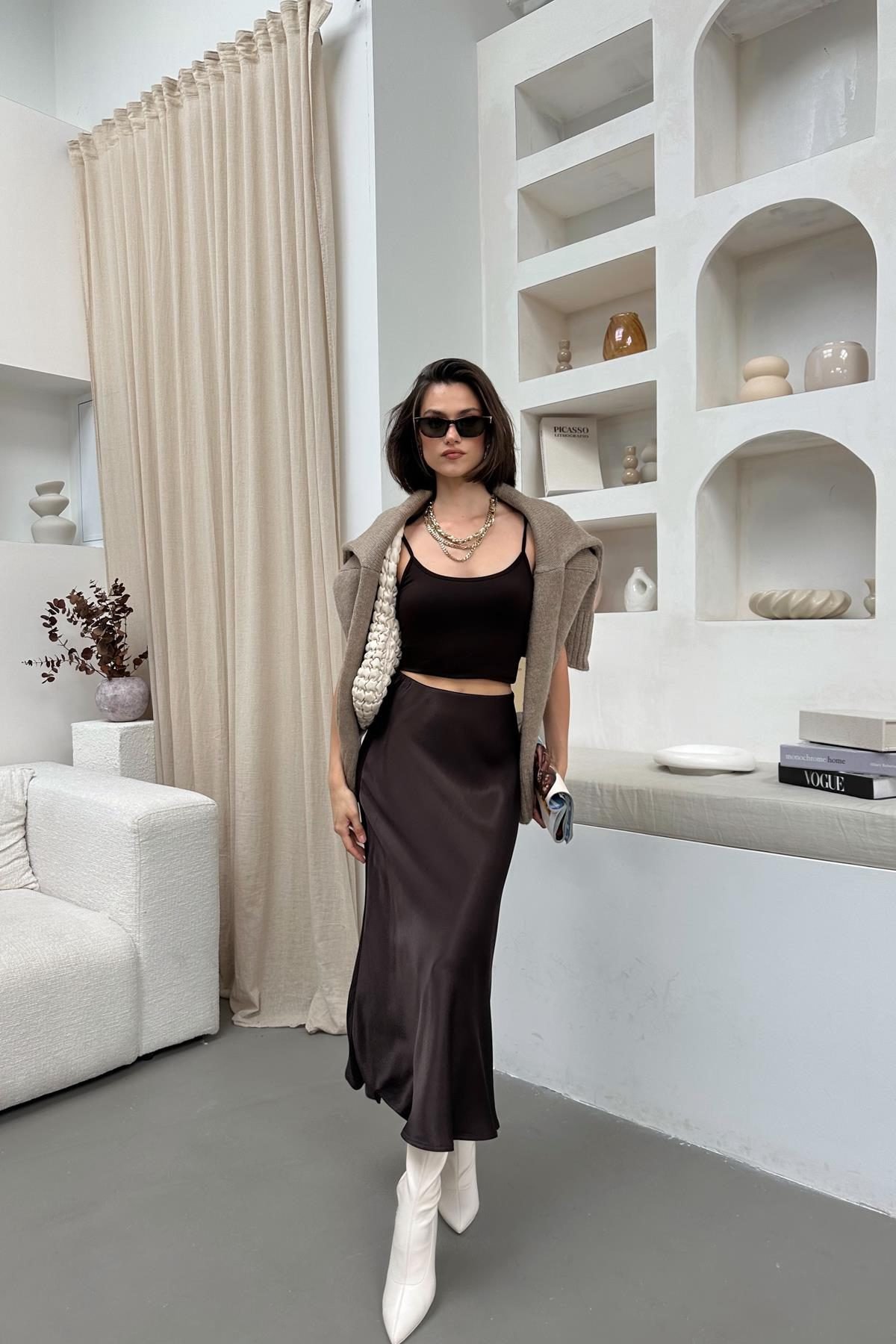 11. Knit Cardigan + Slip Skirt