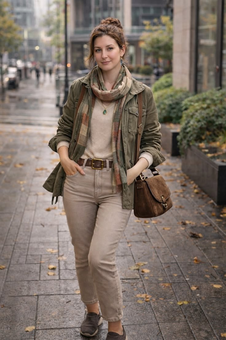 12. Utility Jacket + Sweater + Jeans