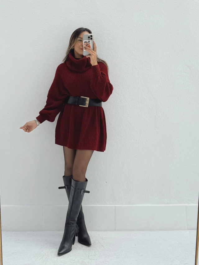 13. Turtleneck Dress + Tights