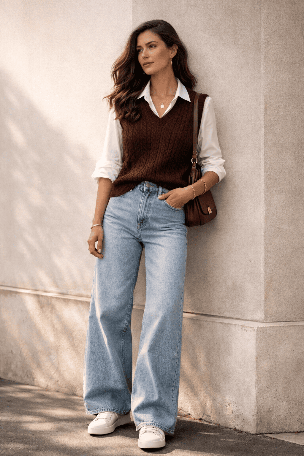 8. Sweater Vest + Jeans + Boots