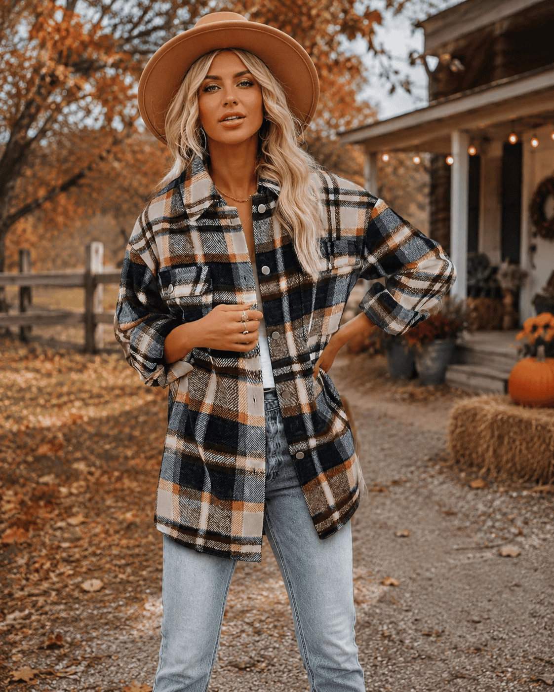 8. Plaid Shacket + Team Top