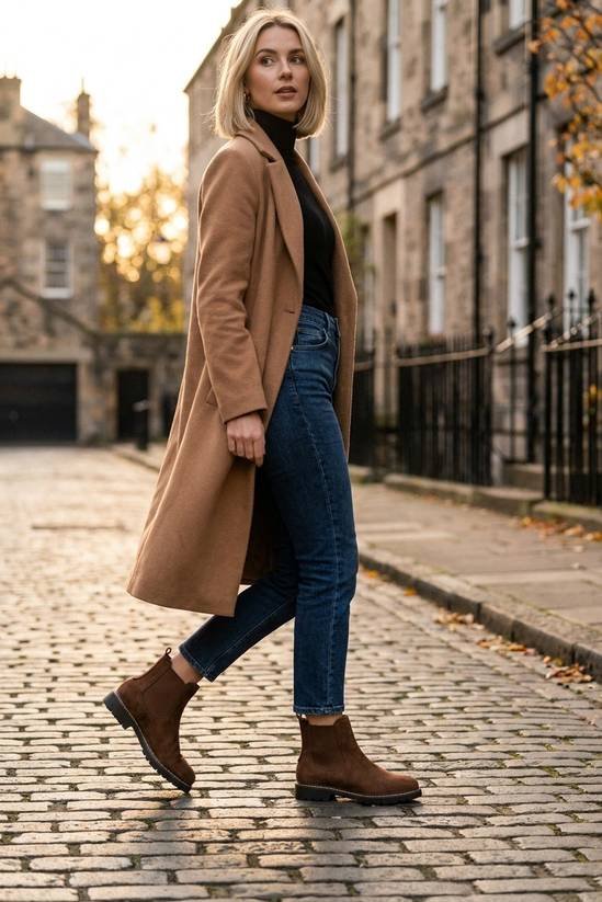 Suede chelsea boots autumn outfit