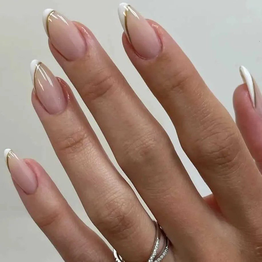 Honey gold French tip nails