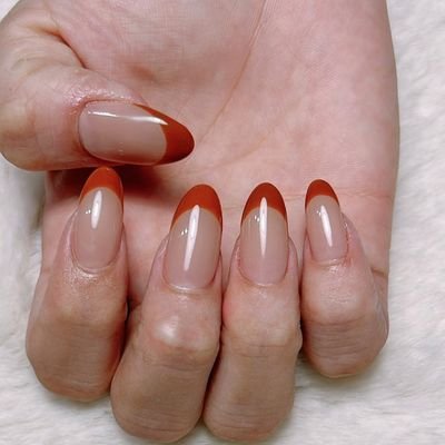 Rust orange French tip nails