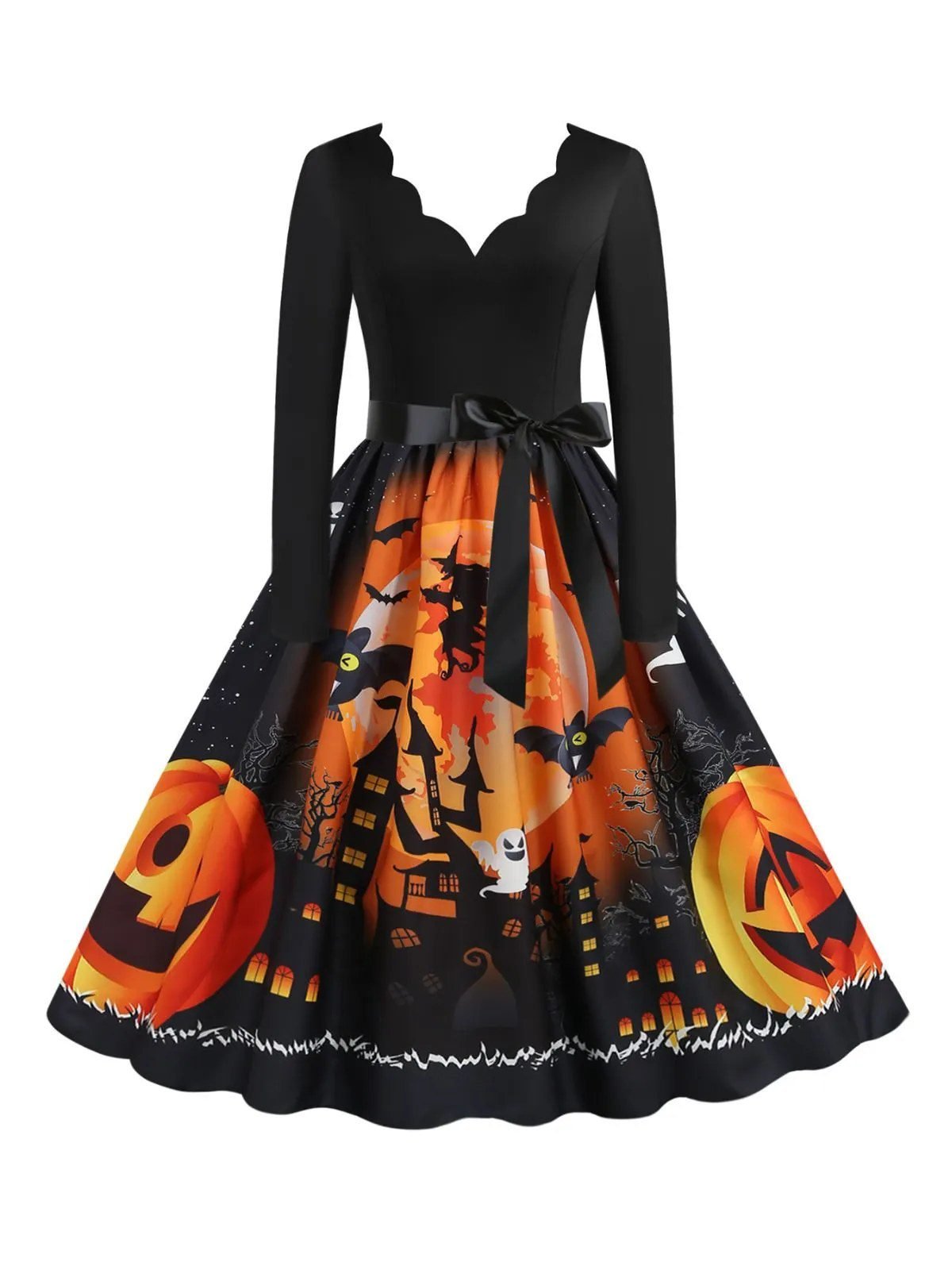Faux fur coat over black dress Halloween night outfit