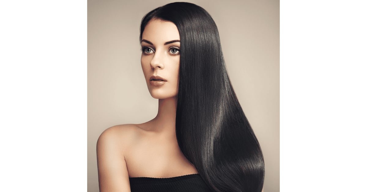 Sleek midnight black straight hair vampire hairstyle
