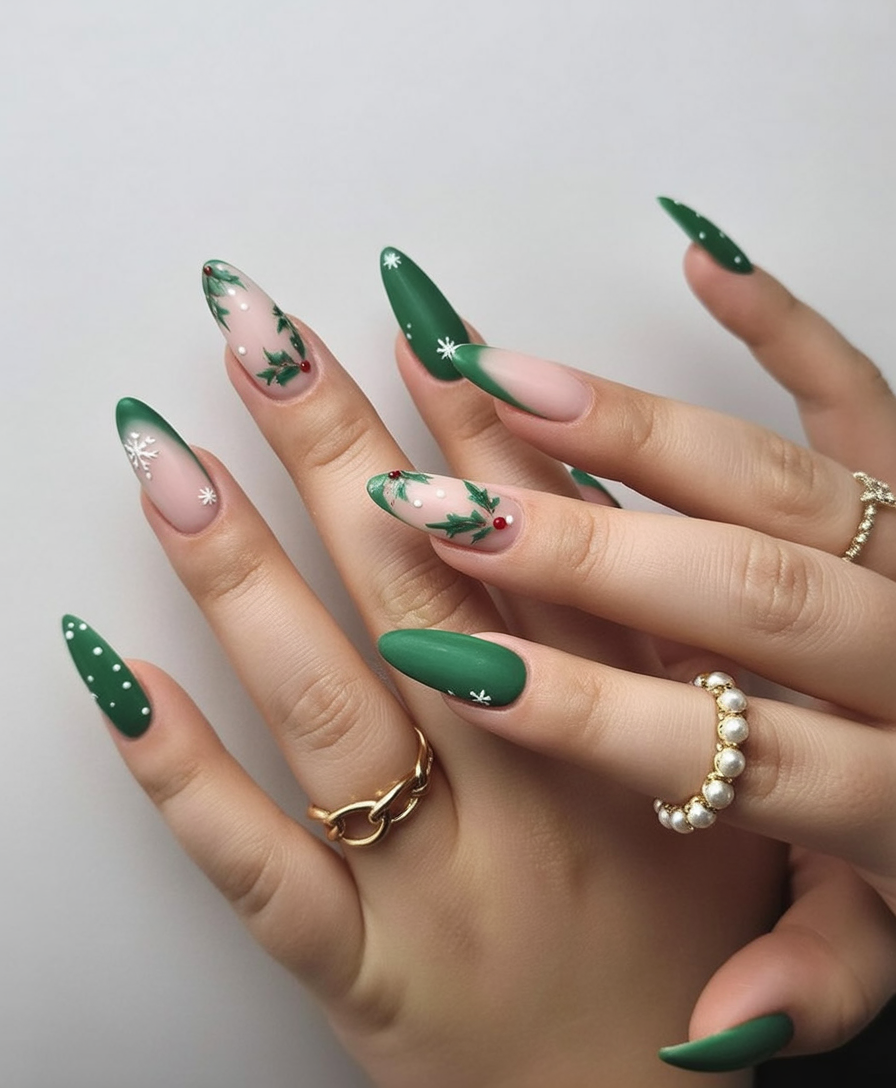 Emerald Green Velvet Tips