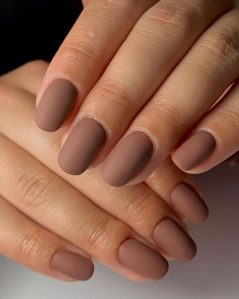 2. Taupe Matte Short Nails
