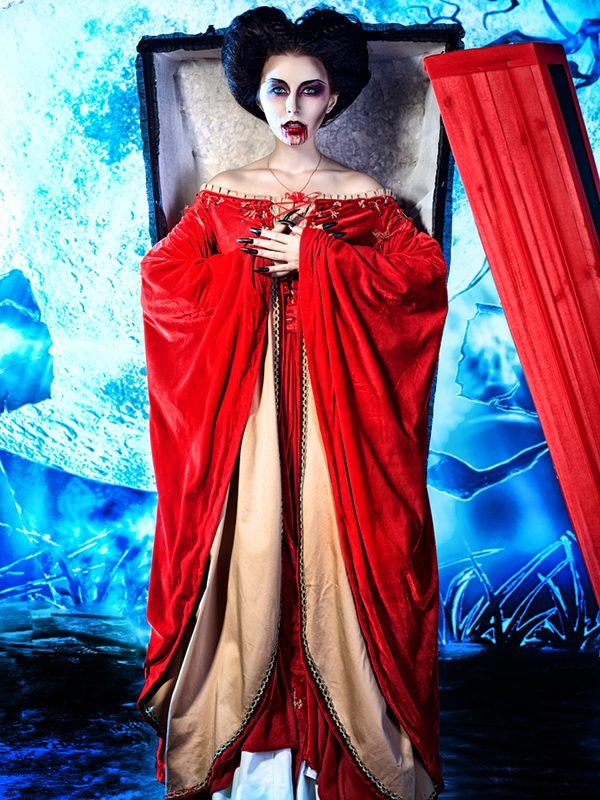 red satin vampire countess gown halloween costume