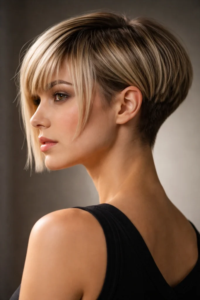 Sleek A-line bixie pixie bob haircut
