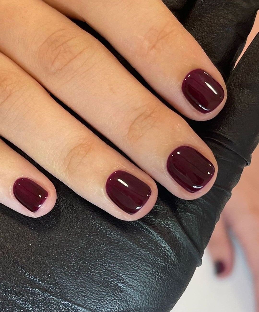 3. Deep Burgundy Short Nails