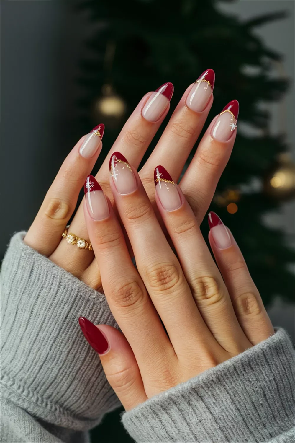 Burgundy Wine Tips With Gold Foil