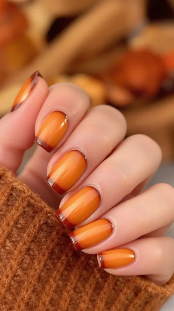 Pumpkin spice ombre micro French Halloween nails