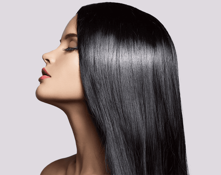 Dark glossy glass hair vampire hairstyle