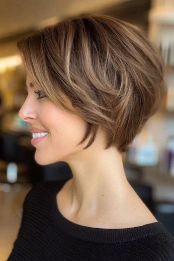 Voluminous crown bixie haircut