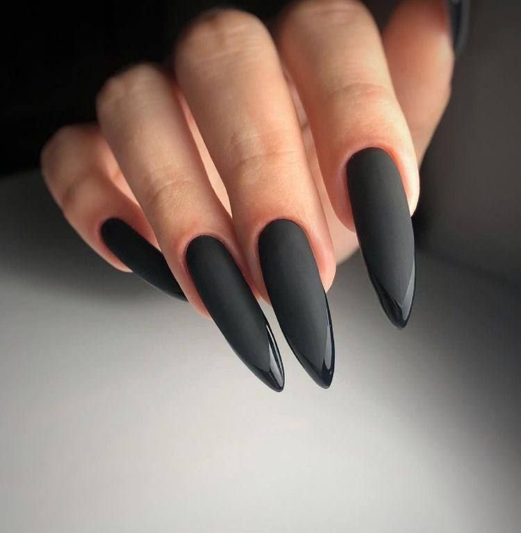 Matte Black Stiletto Nails