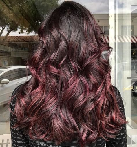 Black to burgundy balayage vampire hairstyle