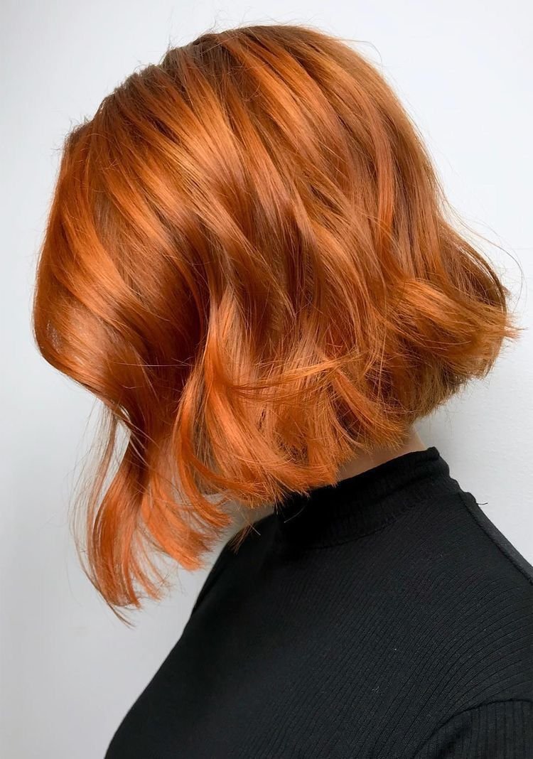 Copper bob haircut