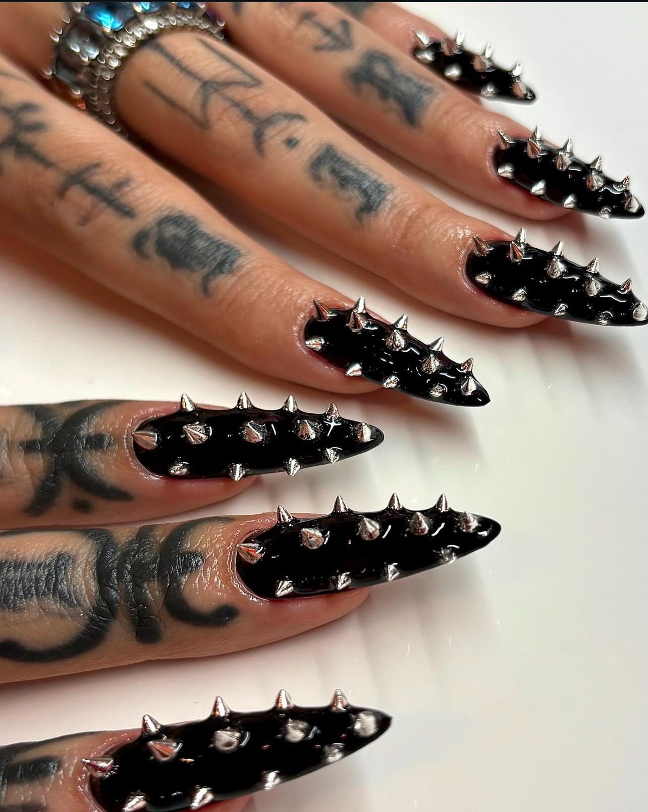 Studded Black Punk Nails