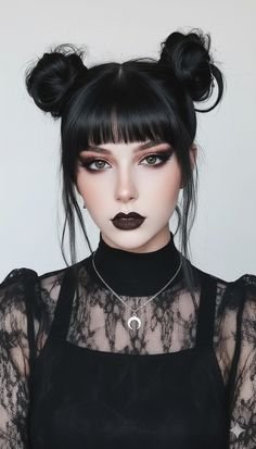 Dark gothic space buns vampire hairstyle