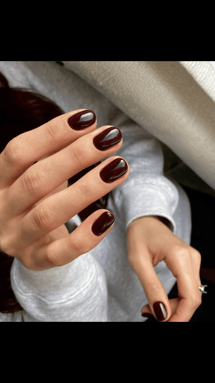 23. Black Cherry Short Nails
