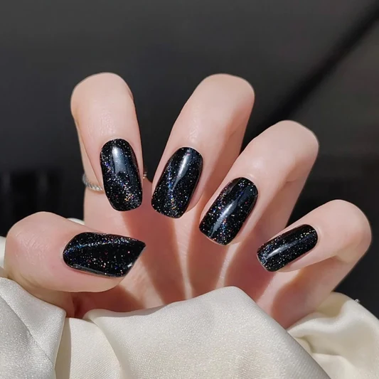 Black Cat Eye Nails Coffin