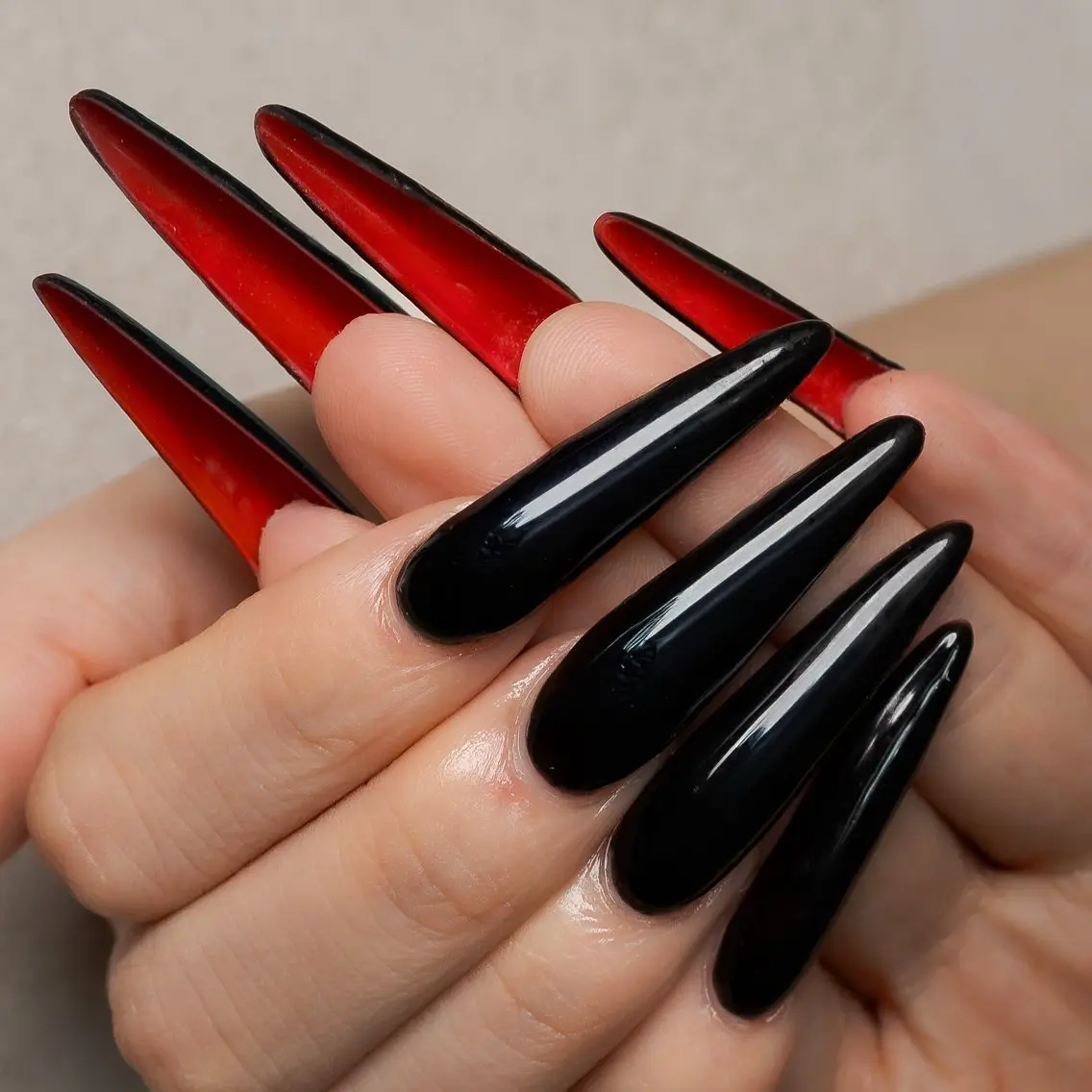 Black Stiletto Nails Red Underside