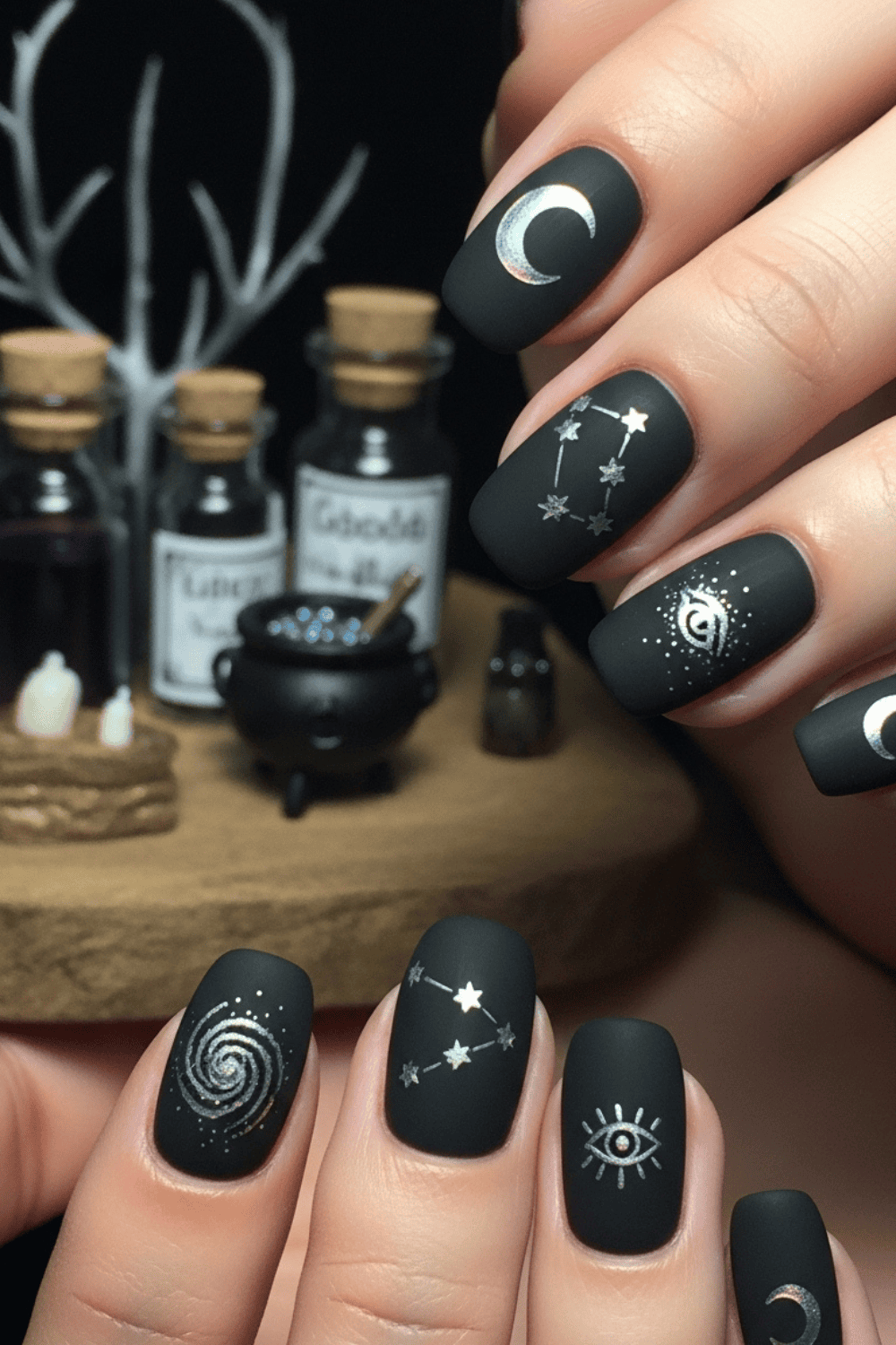 Lucky Black Cat Eyes - Halloween nail art