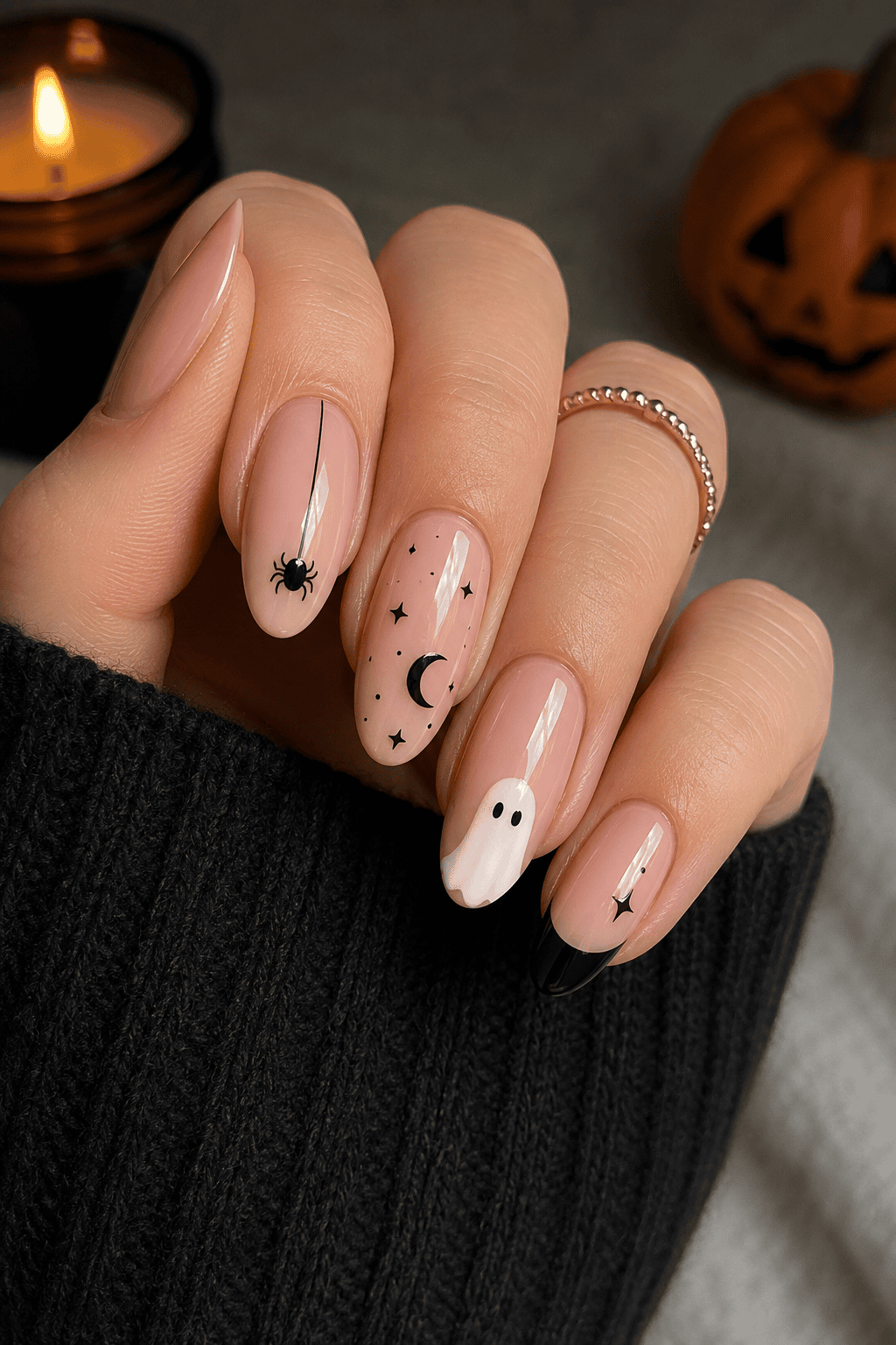 Glitter Spiderweb - Halloween nail art