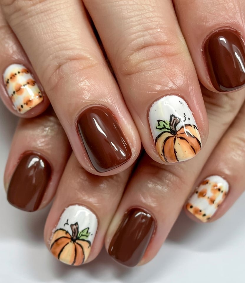 Ghost and Pumpkin Duo - Halloween nail art