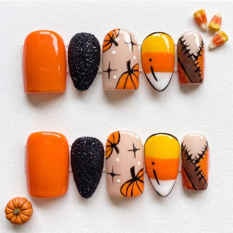 Cute Bat Silhouettes - Halloween nail art