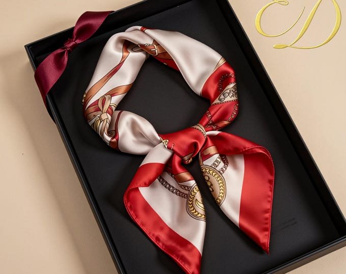 Elegant silk scarf in a Christmas gift box