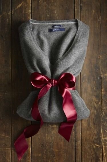 Folded cashmere sweater as a Christmas gift