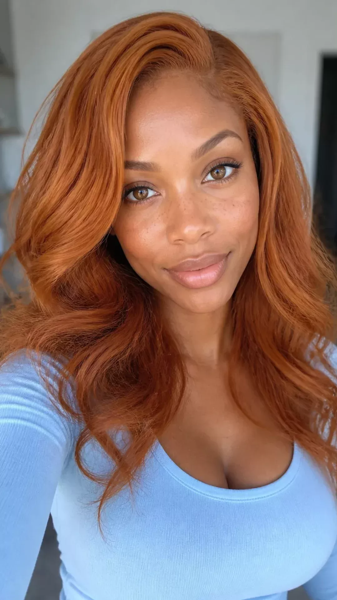 Cowboy copper hair color on dark skin - stunning variation 4