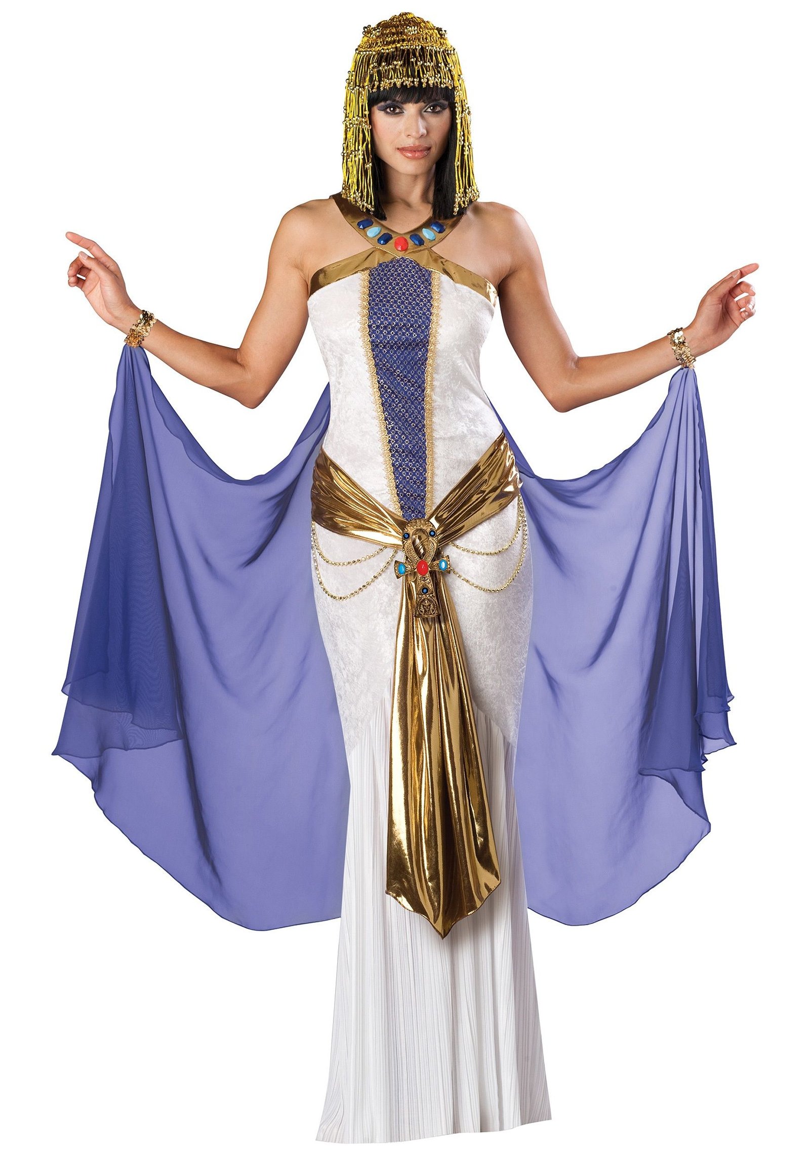 Woman in Cleopatra Egyptian queen Halloween costume