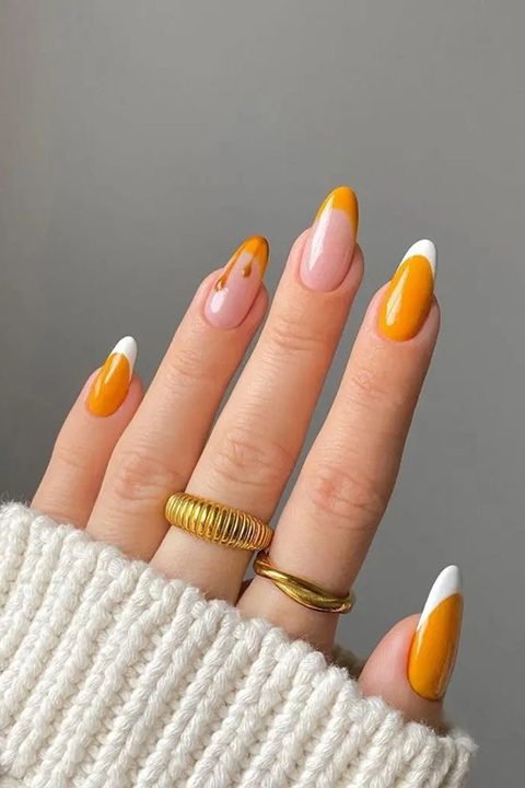 Translucent Nude with Candy Corn Tips