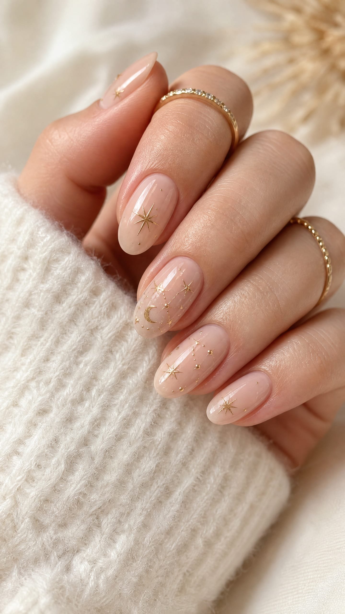 Blush Nude with Moon and Stars