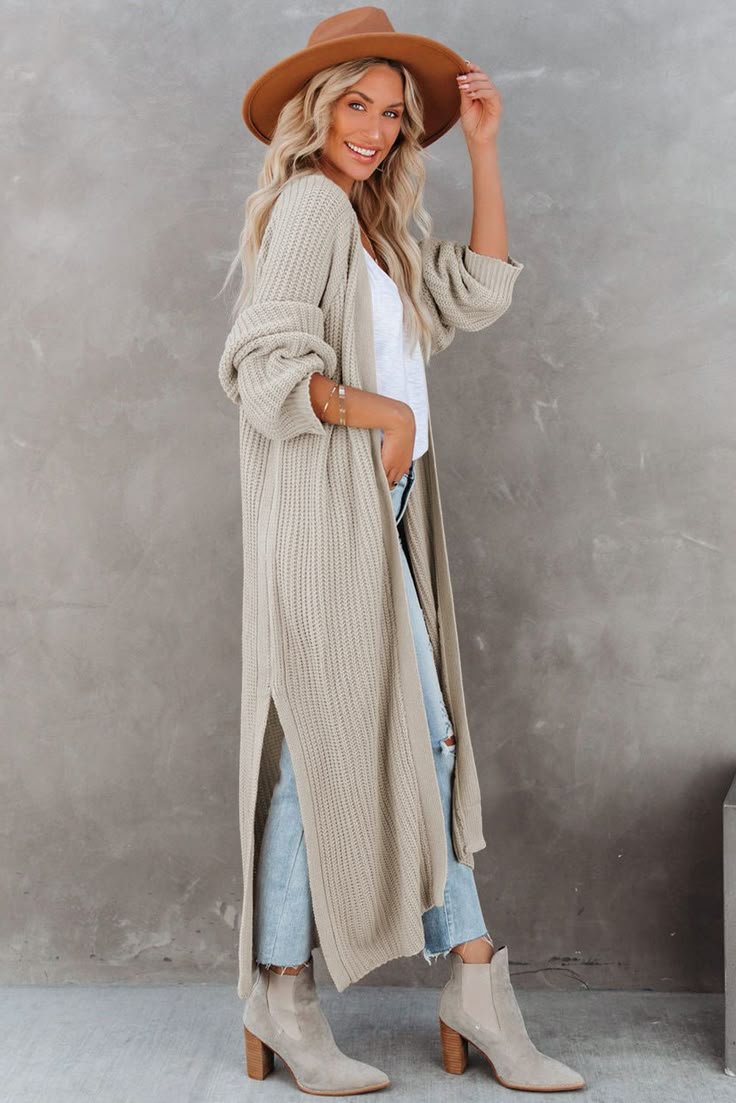 Long boho cardigan with ankle boots fall outfit