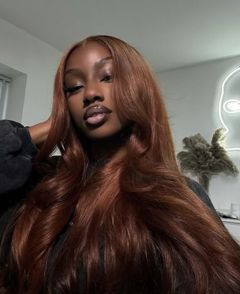 Cowboy copper hair color on dark skin - stunning variation 12