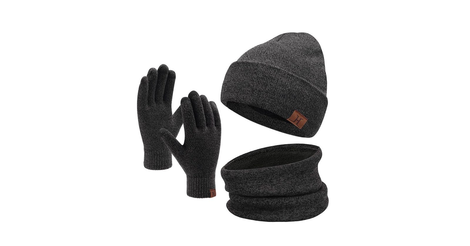 Knit beanie and gloves winter gift set