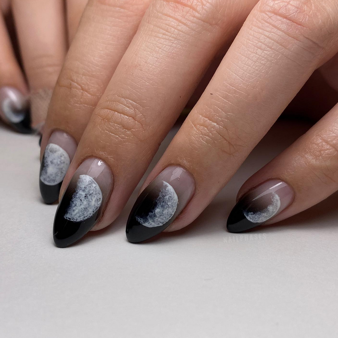 Creamy Nude with Black Moon Phases