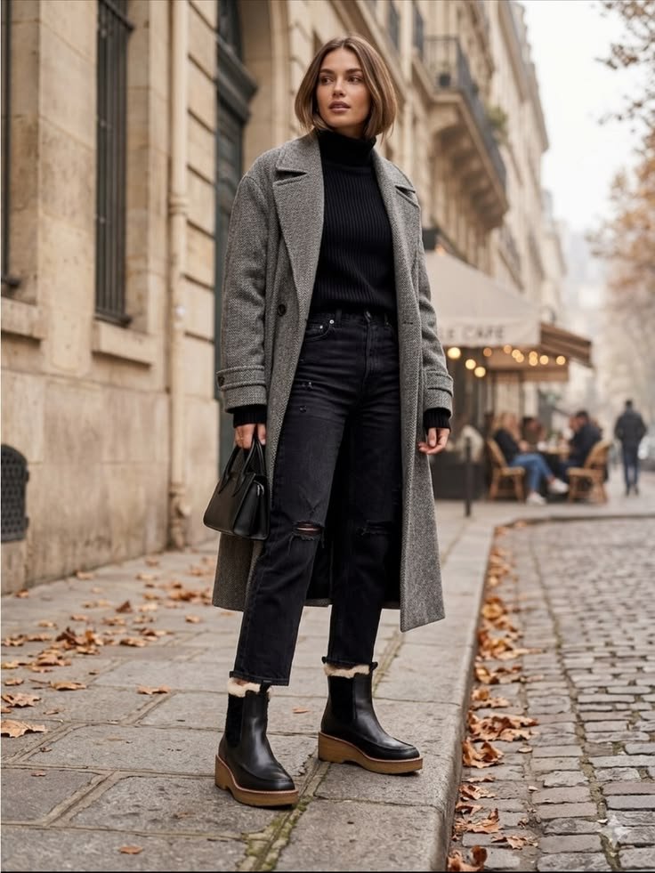 Platform boots fall street style outfit
