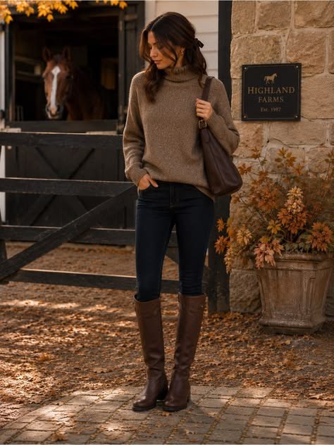 Tall riding boots fall outfit