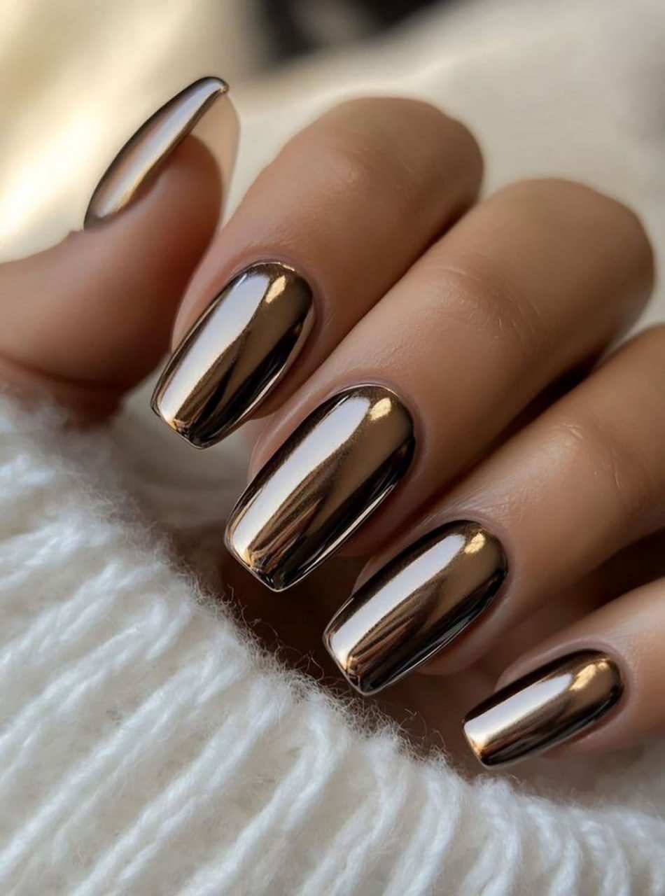Bronze chrome nails fall