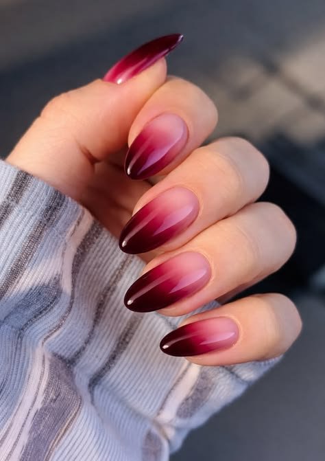 Wine ombre nails fall design