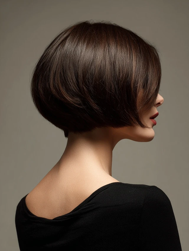 Stacked bob haircut with highlights