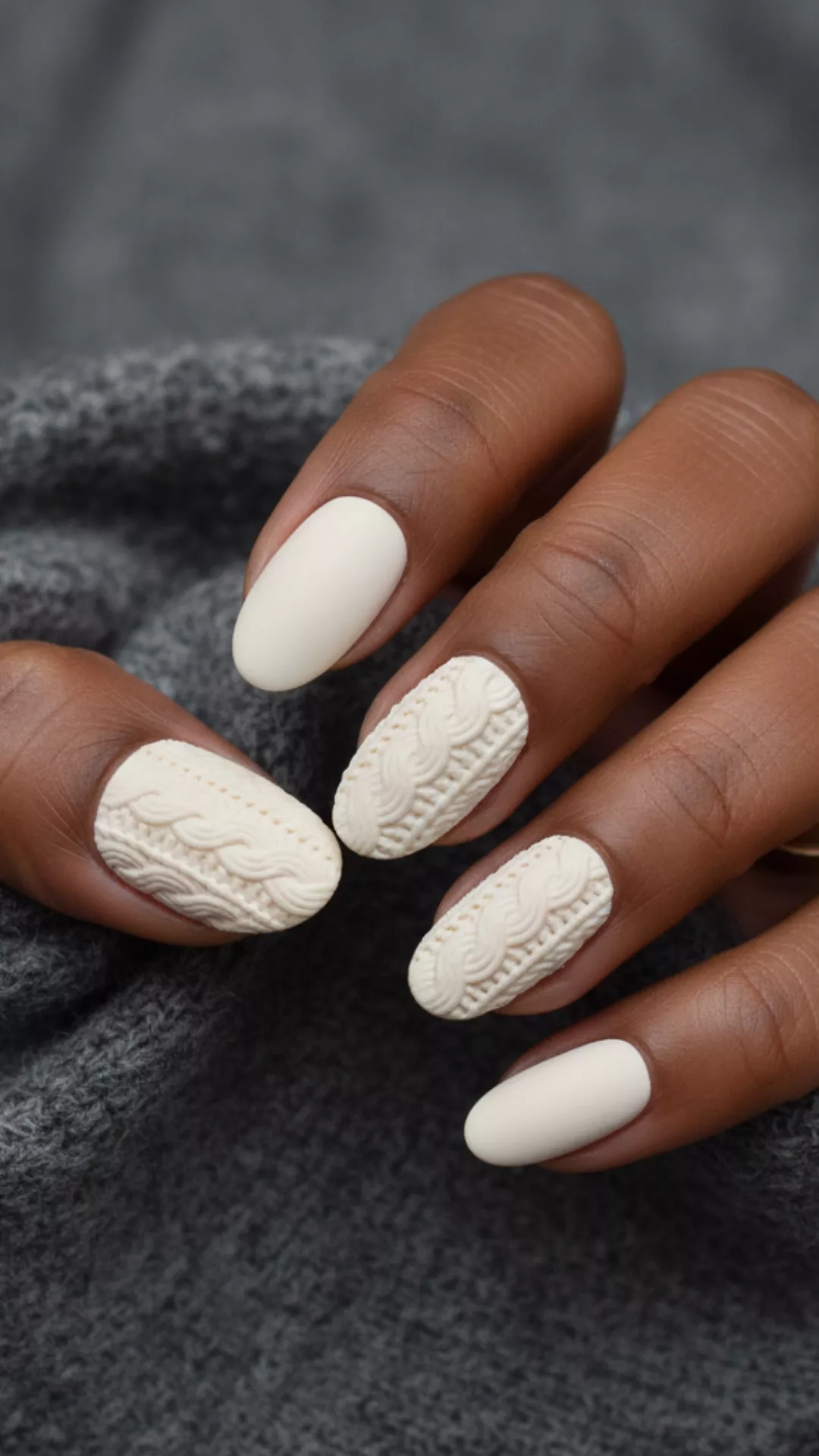 9. White Snow-Knit Nails