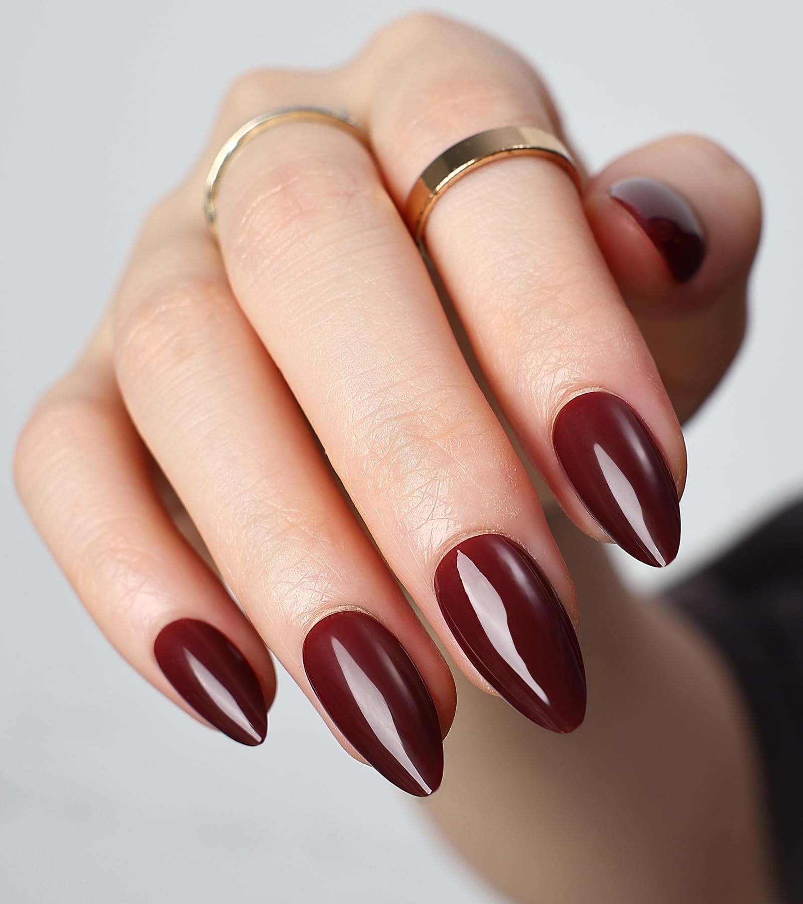 Oxblood Nails Almond Glossy