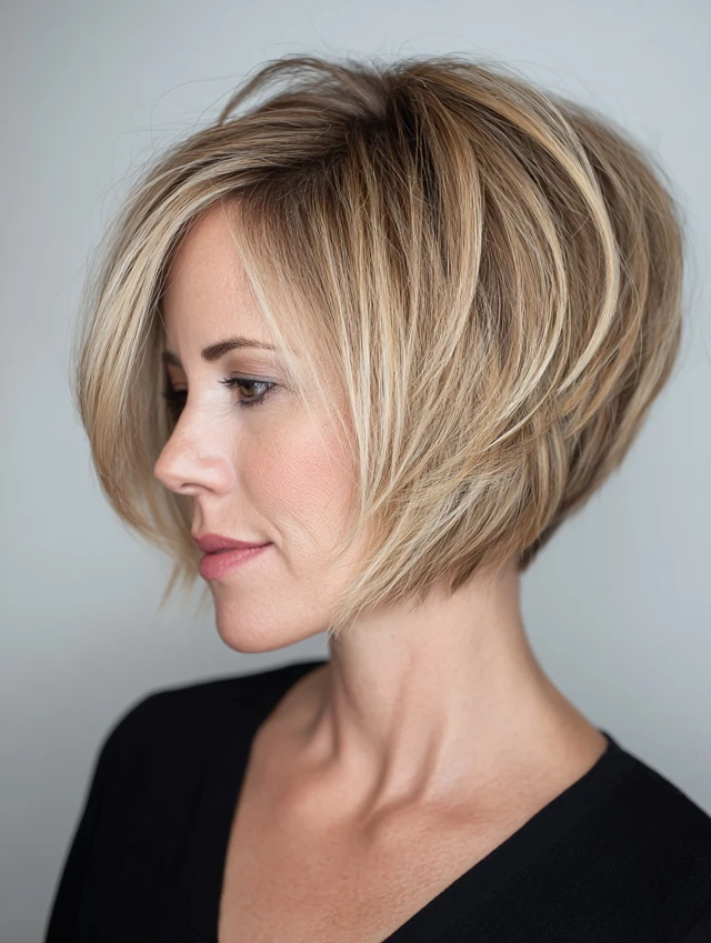Stacked bob with long layers