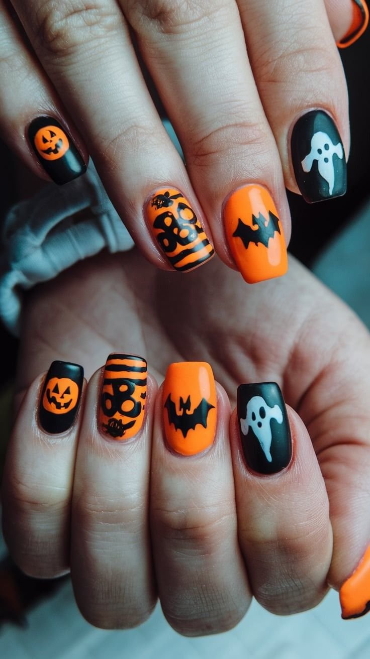 Mini Pumpkin Patch - Halloween nail art